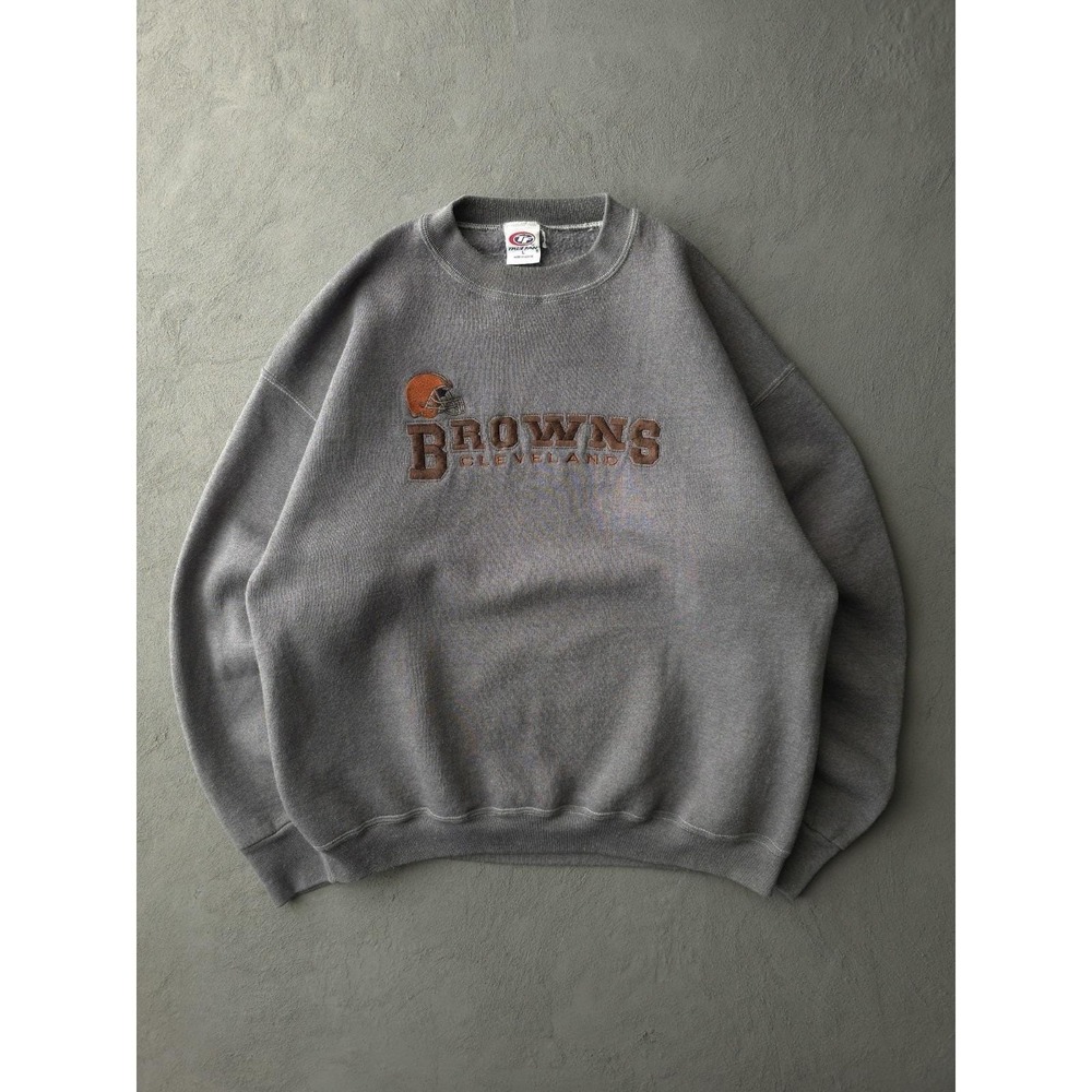 Vintage 2000s Cleveland Browns NFL Crewneck Sweatshirt Overdyed Grey L